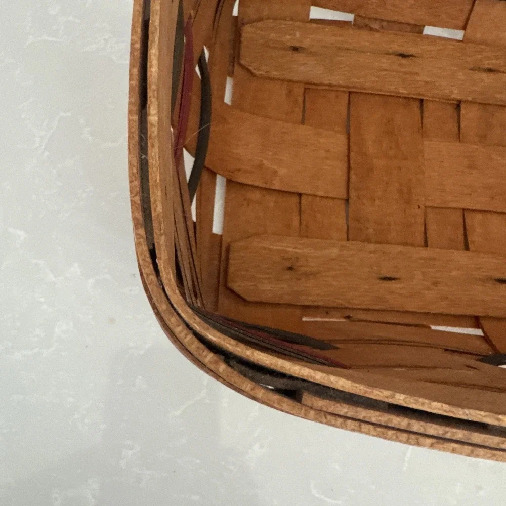 Vintage Longaberger Basket‎ Size 14.5 Inch With Red, Blue, Green Rectangle 1994